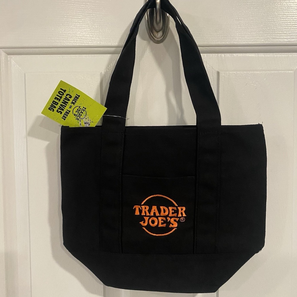 Trader Joe's Halloween Mini Tote Bag Black New NWT